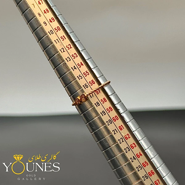 انگشتر دو نگین صورتی بیضی طلا